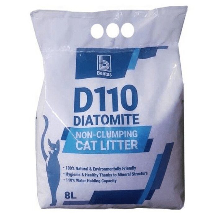 D110 Diatomite İri Taneli Topaklanmayan Natural Kedi Kumu 8 Litre