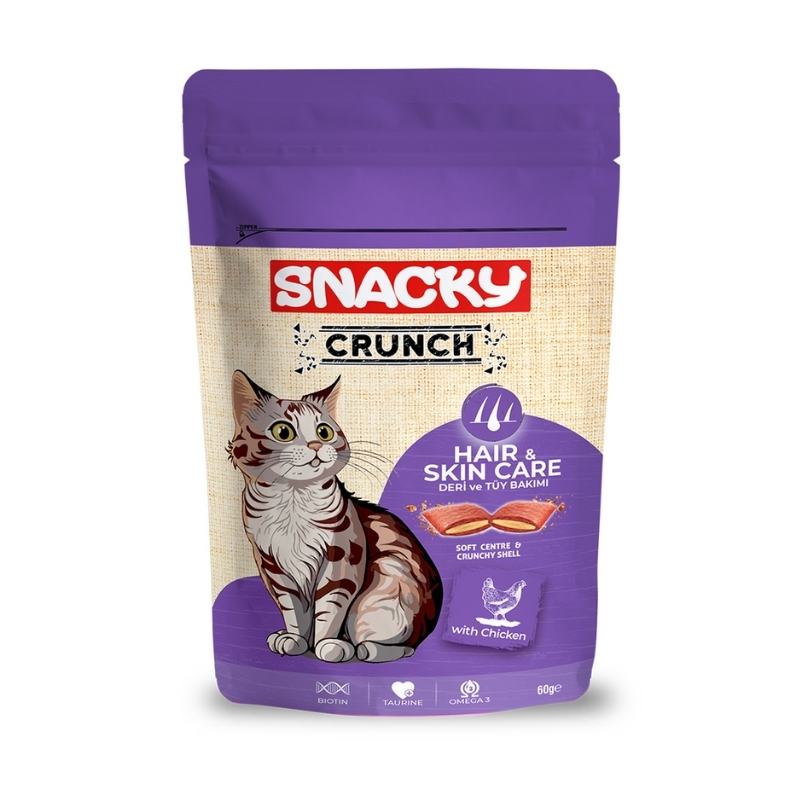Snacky Crunch Tavuklu Tüy Sağlığı İçin Kedi Ödülü Hair Skin 60gr