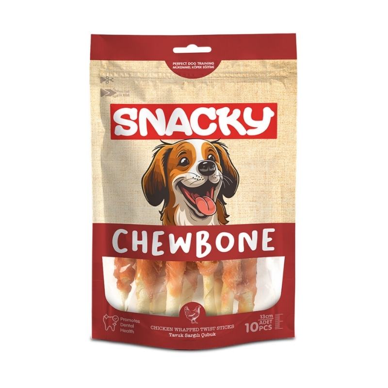 Snacky Tavuk Sargılı Kemik Köpek Ödülü 10lu 13cm 100gr