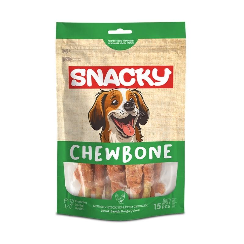 Snacky Munchy Tavuk Sargılı Köpek Ödülü 10lu 13cm 120gr