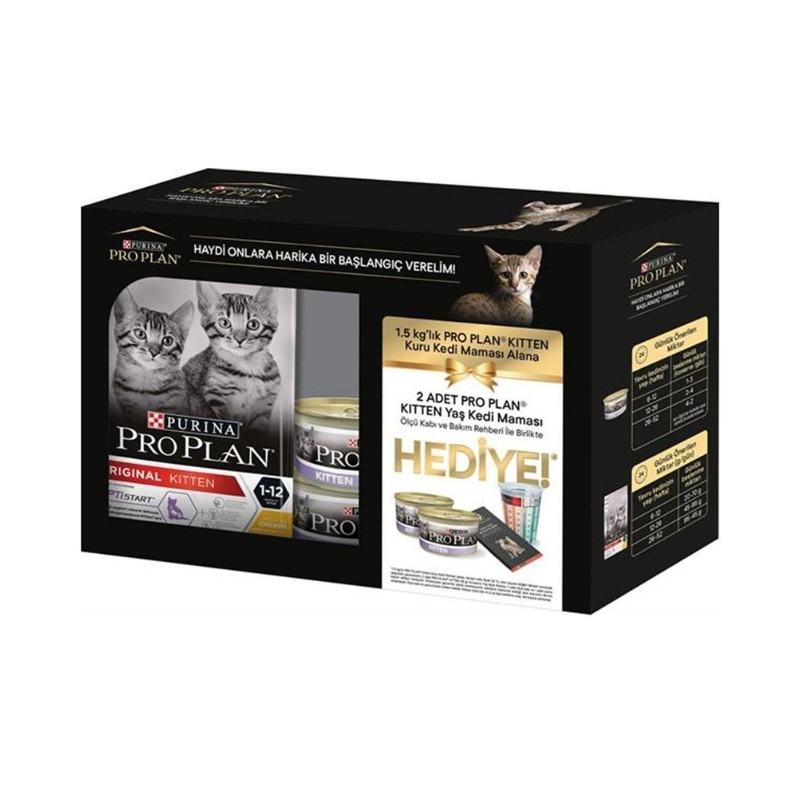 Pro Plan Kitten Tavuklu Yavru Kedi Maması 1,5 Kg + 2 Adet Kitten Konserve ve 1 adet Ölçü Kabı Hediyeli