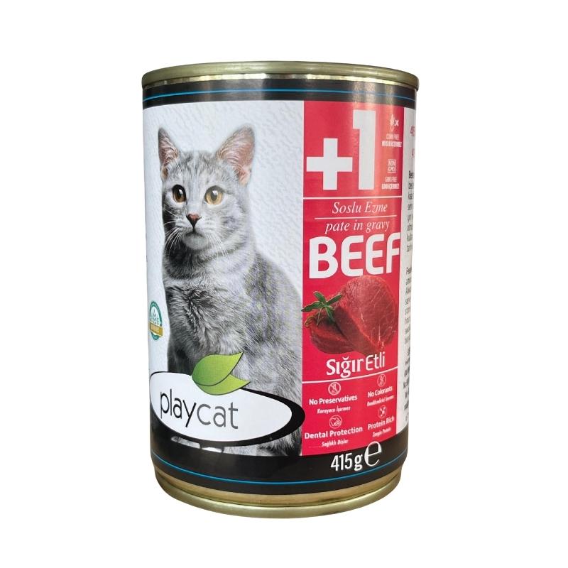Playcat Biftekli Pate Kıyılmış Kedi Yaş Maması 415gr