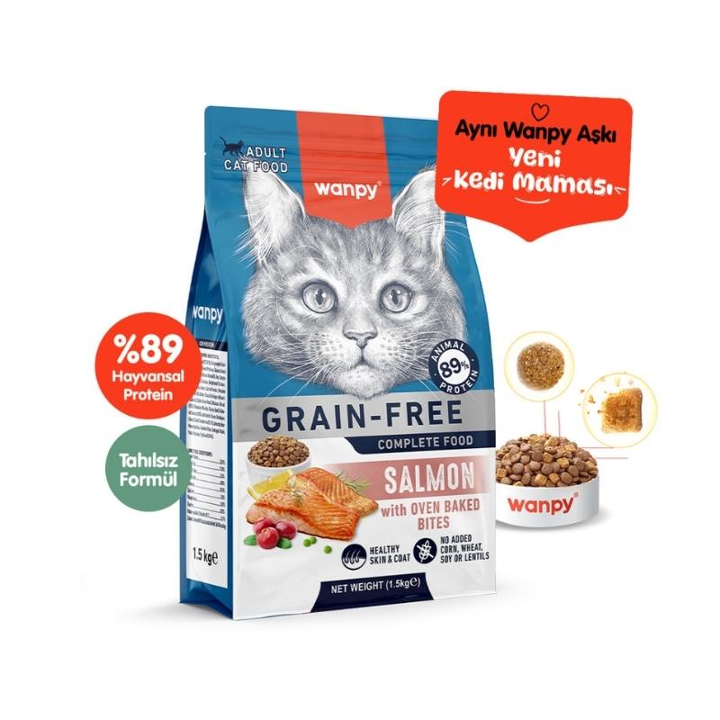 Wanpy Somonlu Tahılsız Yetişkin Kedi Maması 1,5kg Paket