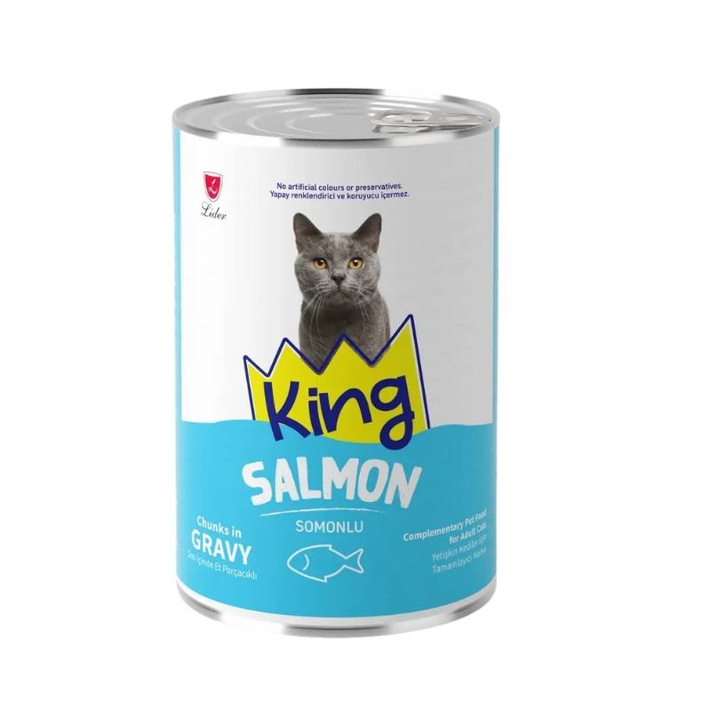 King Sos İçerisinde Et Parçacıklı Somonlu Kedi Yaş Mama 400gr