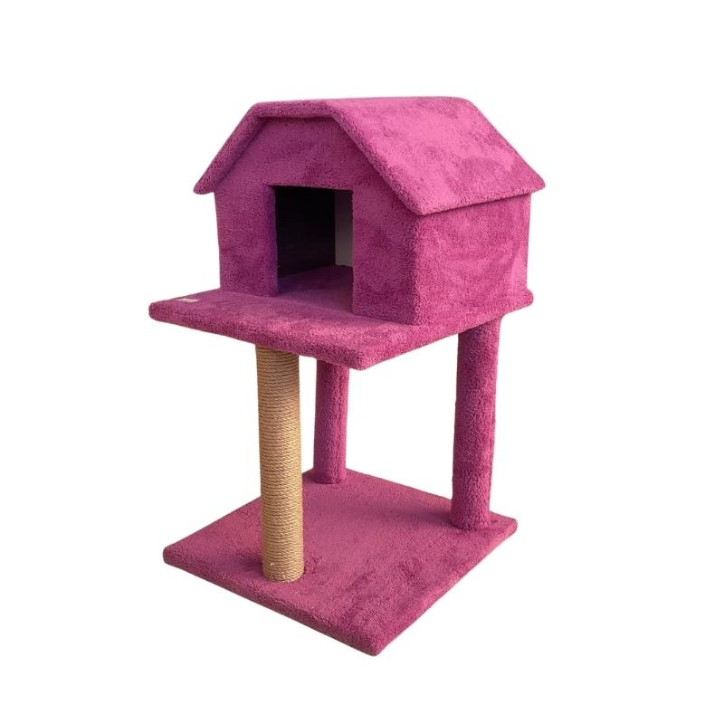 İki Katlı Tırmalama Tahtalı Kedi Evi Renk Seçenekli - Görsel 4
