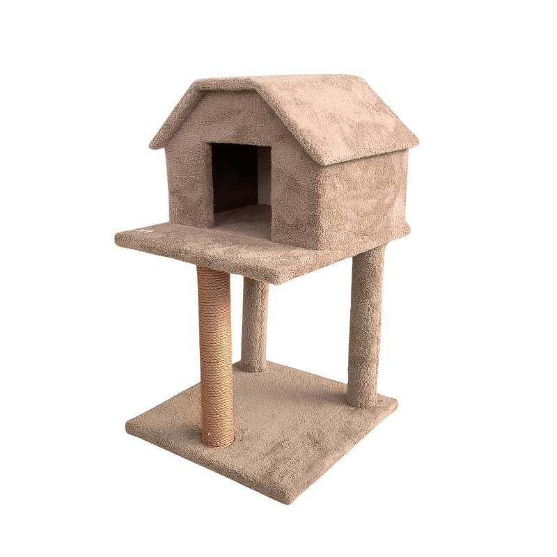 İki Katlı Tırmalama Tahtalı Kedi Evi Renk Seçenekli - Görsel 3
