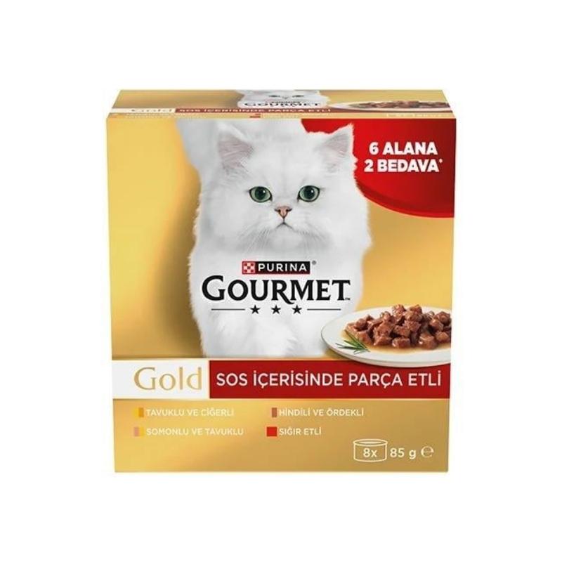 Gourmet Gold Parça Etli Seri Yaş Kedi Konserve 8x85gr