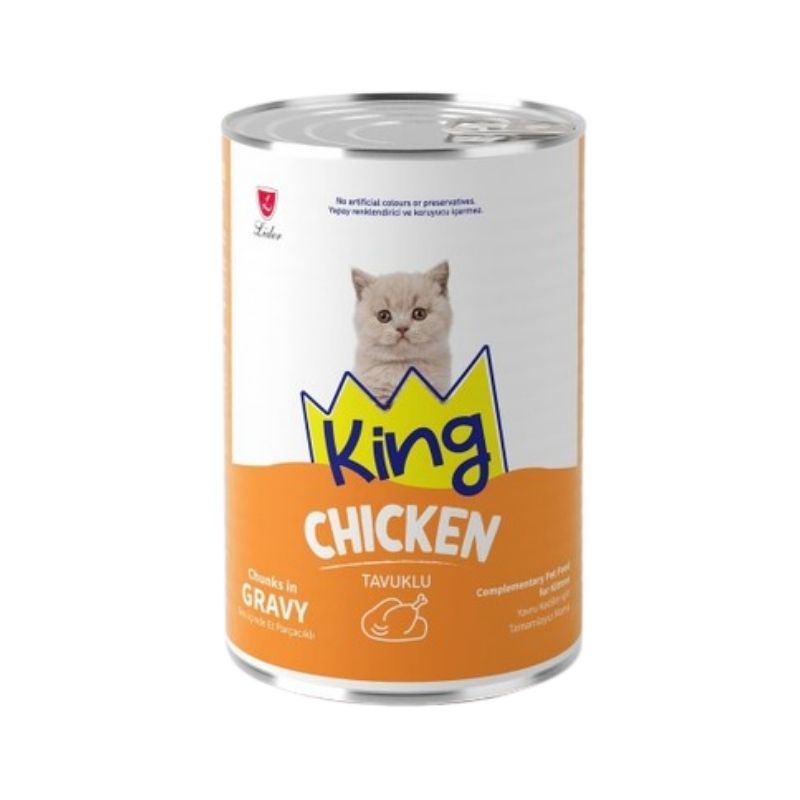 King Sos İçerisinde Et Parçacıklı Tavuk Etli Yavru Kedi Yaş Mama 400gr