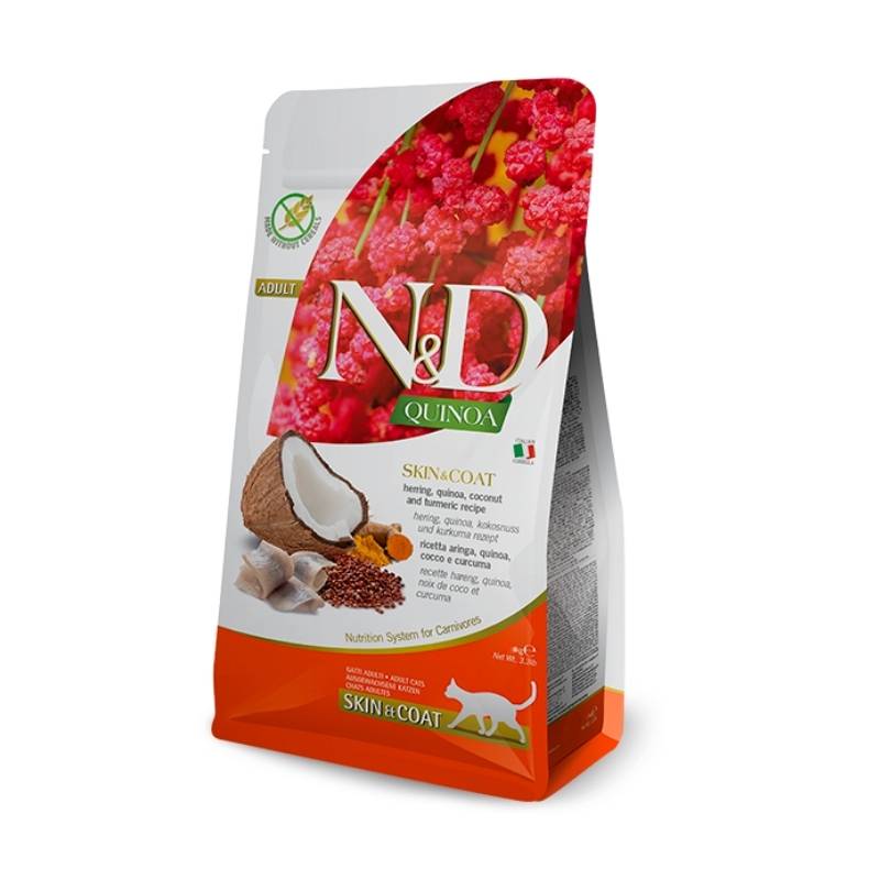 N&D Quinoa Skin Coat Ringa Balıklı Kedi Tüy Sağlığı Desteği Maması 5Kg Paket