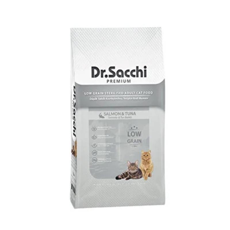 Dr.Sacchi Somonlu ve Ton Balıklı Kısır Yetişkin Kedi Maması Açık 1Kg