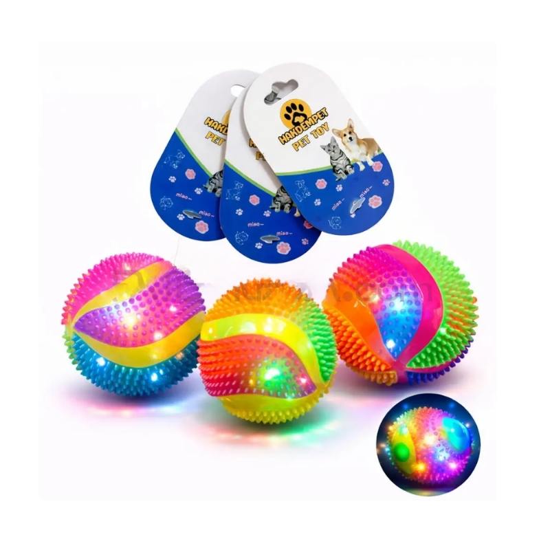 Flash Işıklı Sesli Desenli Kedi Köpek Oyuncağı Top 6.5 cm