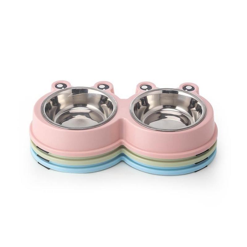 Alternative view of Kurbağa Model Çelik Taslı  İkili Mama ve Su Kabı Küçük Boy