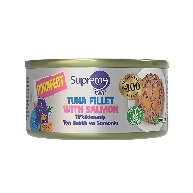 Supreme Purrfect Tiftiklenmiş Ton Balıklı ve Somonlu Konserve Kedi Maması 70gr