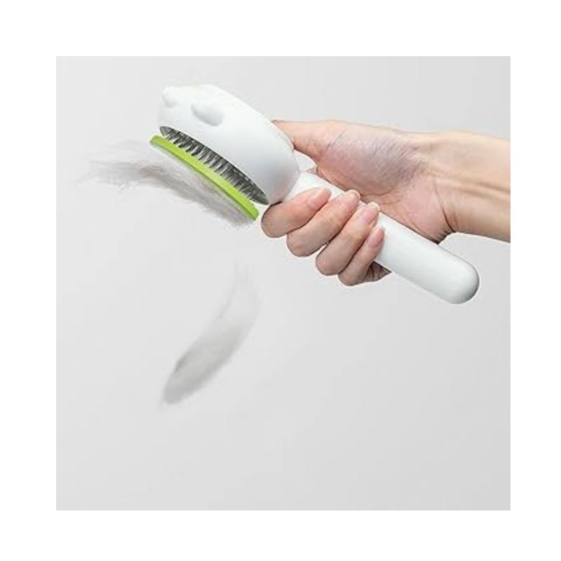 Alternative view of Yuvarlak Başlıklı Kendini Temizleyen Kedi Köpek Tarağı Yeşil Beyaz