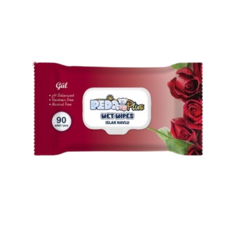 Pedo Kapaklı Islak Mendil Gül Kokulu 90lı