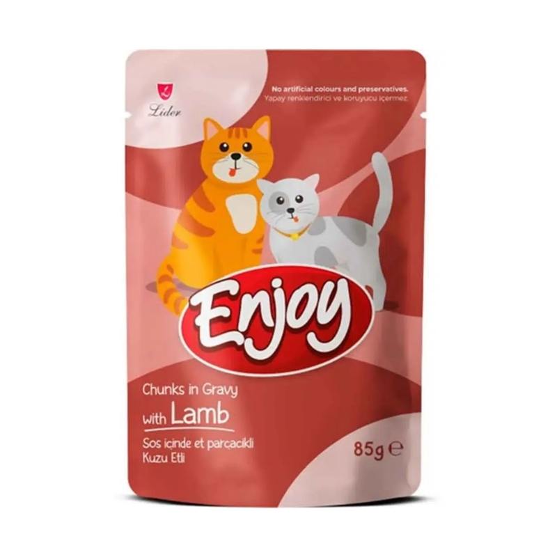 Enjoy Sos İçinde Et Parçacıklı Kuzu Etli Kedi Yaş Maması 85 gr