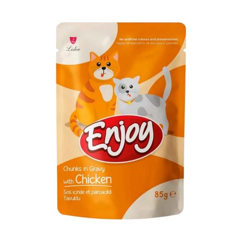 Enjoy Sos İçinde Et Parçacıklı Tavuklu Kedi Yaş Maması 85 gr