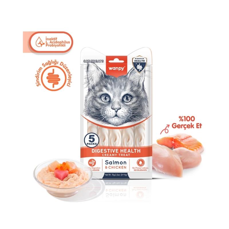 Wanpy Digestive Health Somon Balığı & Tavuk Krema Kedi Ödül 5x14gr